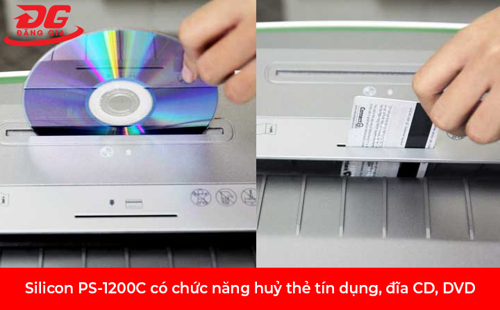 Máy hủy tài liệu Silicon PS-1200C hủy thẻ tín dụng, CD, DVD
