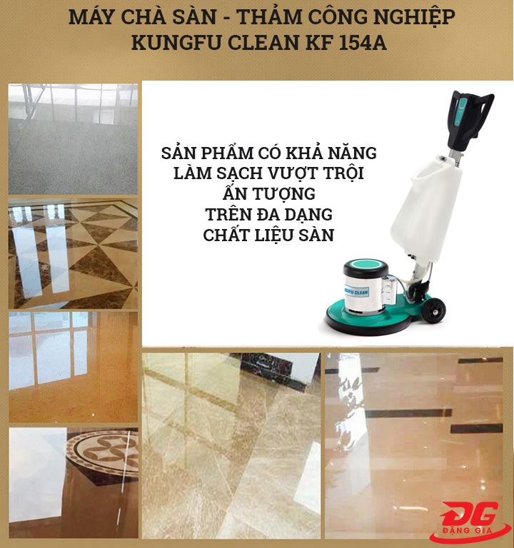Máy chà sàn Kungfu Clean KF 154A có khả năng làm sạch trên nhiều bề mặt sàn khác nhau