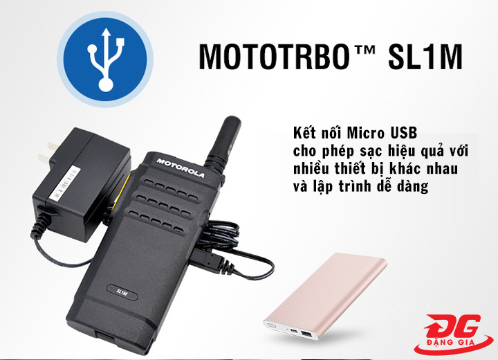 MOTOTRBO XIR SL1M kết nối Micro USB tiện dụng