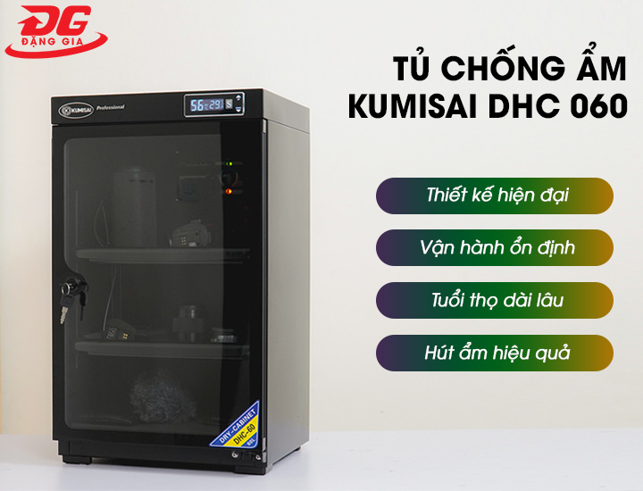 Tủ chống ẩm cho máy ảnh Kumisai DHC 60 có những ưu điểm gì nổi bật?