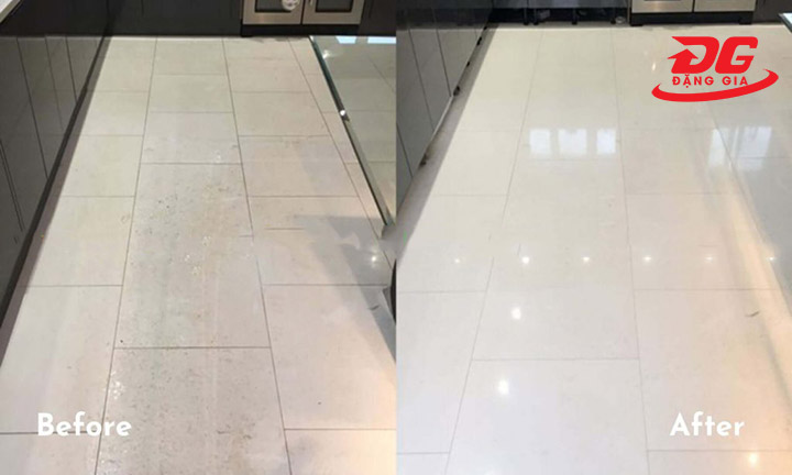 Sàn nhà trước và sau khi sử dụng máy chà sàn ngồi lái
