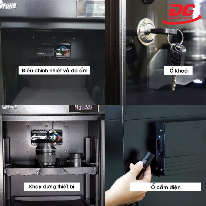 Hình ảnh chi tiết các bộ phận của tủ chống ẩm máy ảnh Fujie AD030