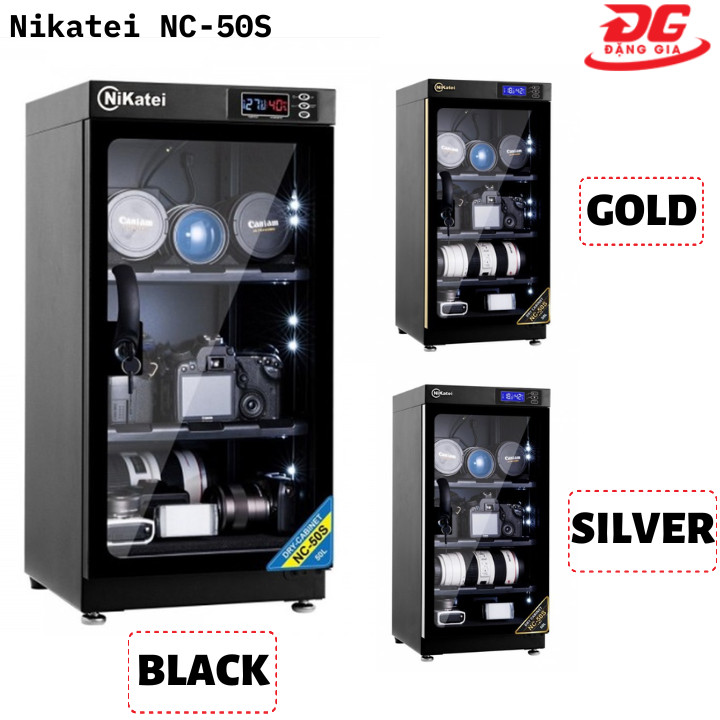 Tủ chống ẩm Nikatei NC-50S với 3 màu, mạ vàng, mạ bạc và đen