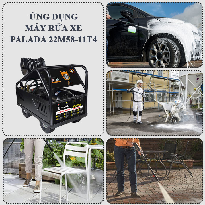 ứng dụng của máy xịt rửa xe Palada 22M58-11T4