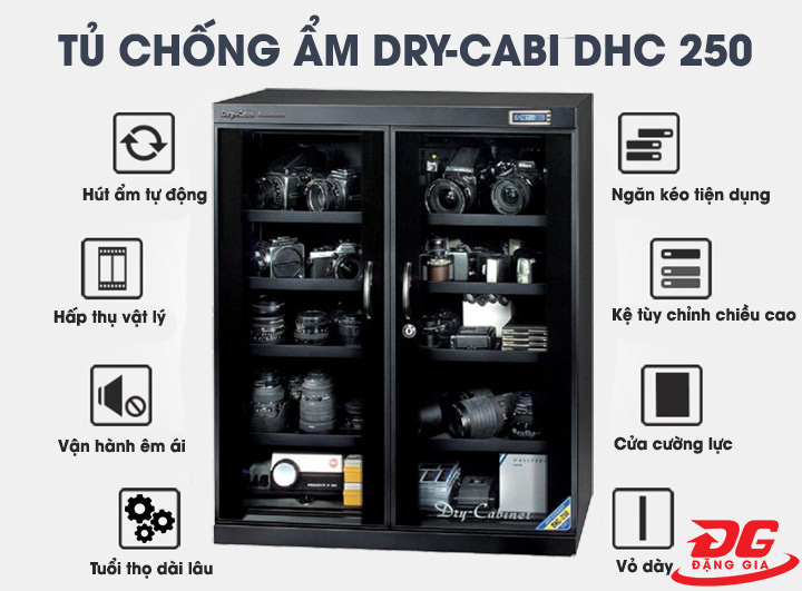 đặc điểm của tủ chống ẩm máy ảnh Dry-Cabi DHC 250