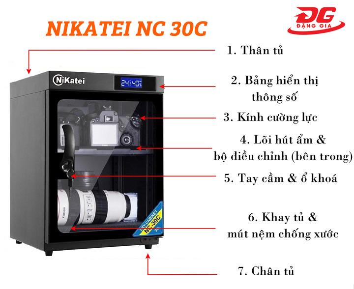Cấu tạo của tủ hút ẩm Nikatei NC-30C