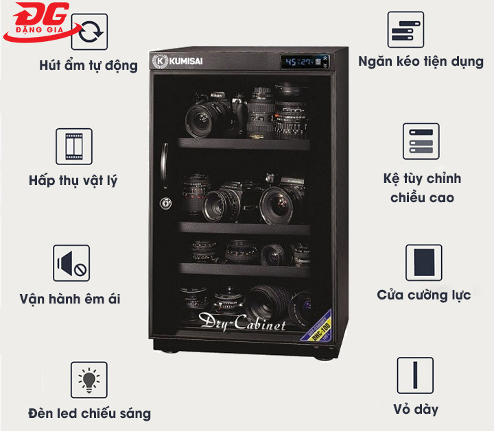 Tủ chống ẩm máy ảnh Kumisai DHC 100