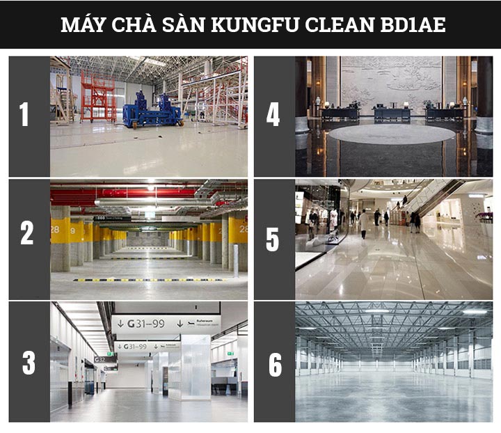 ứng dụng của máy chà sàn Kungfu Clean BD1AE