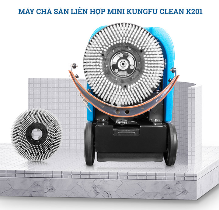 bàn chải máy chà sàn liên hợp mini Kungfu Clean K201