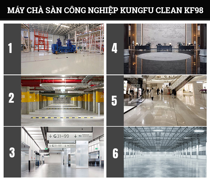 Ứng dụng của máy chà sàn công nghiệp Kungfu Clean KF98