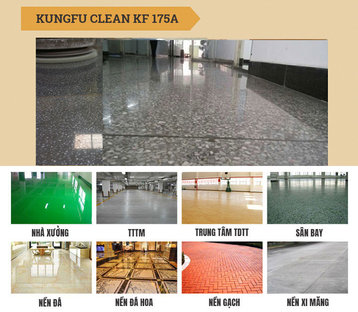Ứng dụng của máy chà sàn công nghiệp Kungfu Clean KF 175A