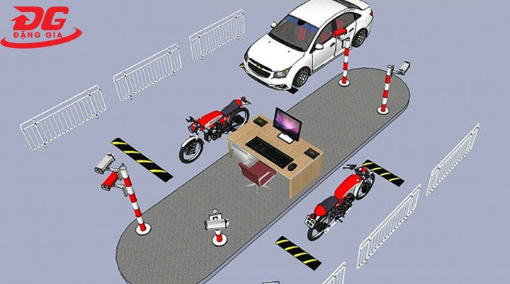 mô hình bãi đỗ xe thông minh 1 làn vào, 1 làn ra chung