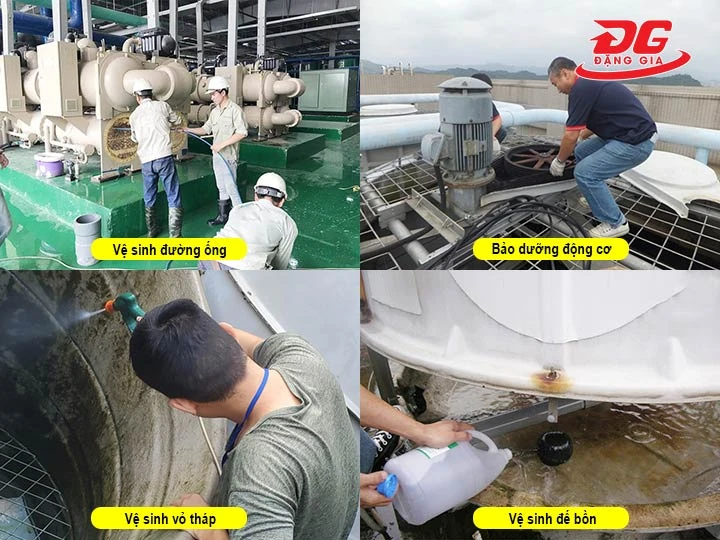 các bộ phận cần vệ sinh của tháp giải nhiệt