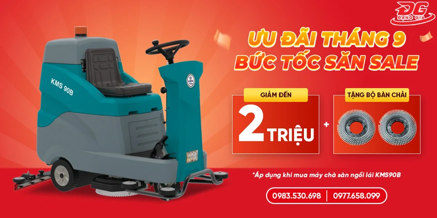 Mua máy chà sàn ngồi lái KMS90B giảm giá lên đến 2.000.000đ + tặng bộ bàn chải theo máy