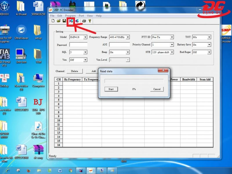 Giao diện chính của phần mềm cài đặt tần số cho bộ đàm Kenwood