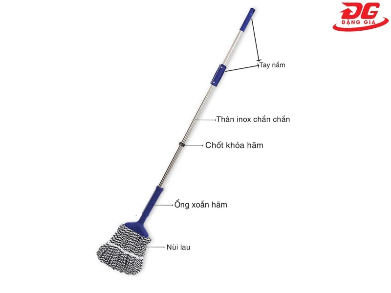 Các bộ phận cơ bản của một chiếc chổi lau nhà vắt tay