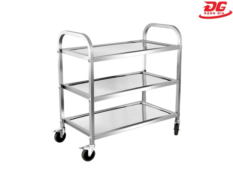 Xe đẩy 3 tầng inox có khả năng chịu được tải trọng lớn