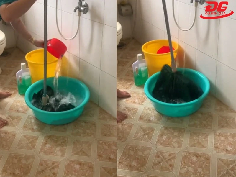 Cây lau nhà bằng vải mùng rất dễ làm sạch sau khi sử dụng