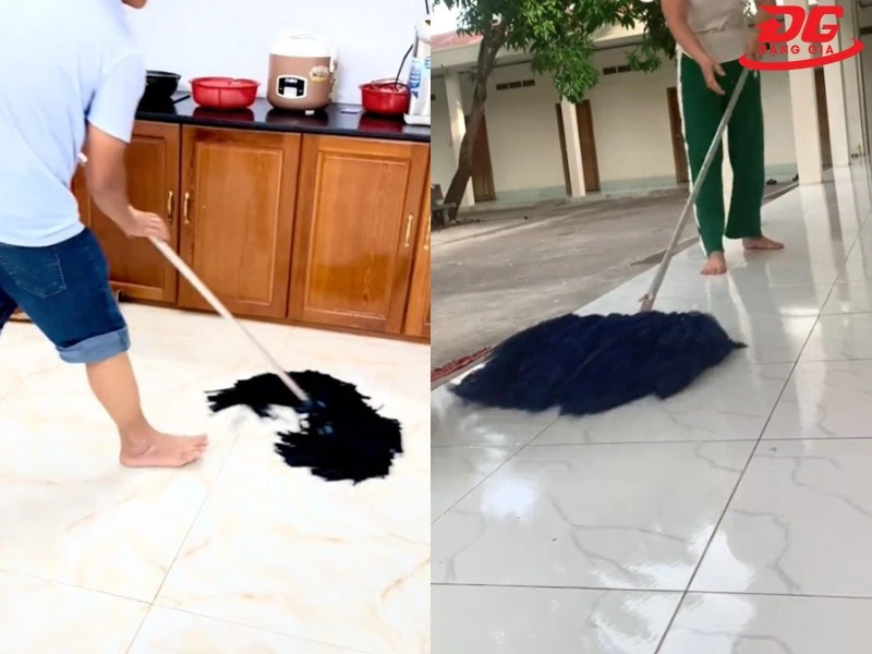 Cây lau nhà vải mùng làm việc hiệu quả trên các bề mặt phẳng