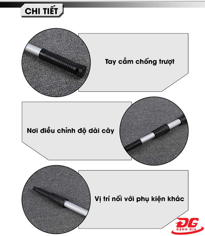 Cây nối dài lau kính có cấu tạo đơn giản, dễ sử dụng