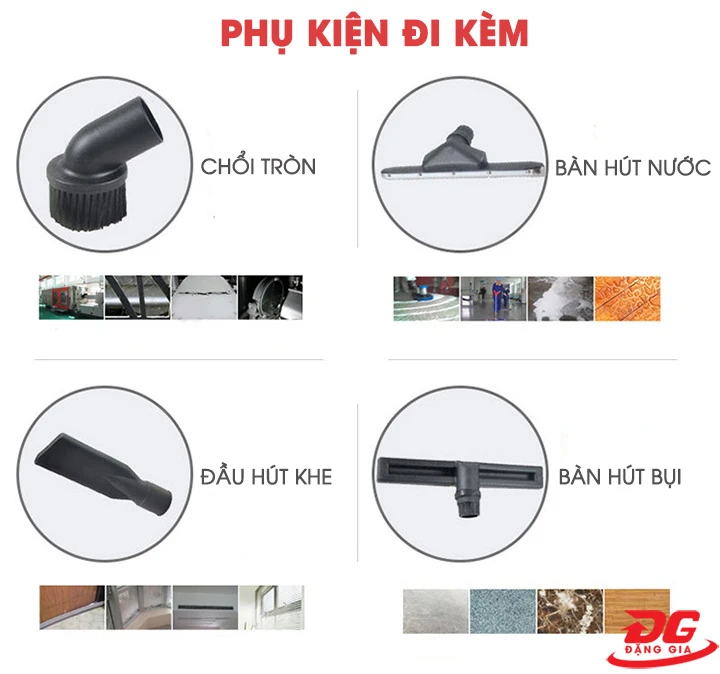 Bộ phụ kiện đi kèm máy hỗ trợ việc làm sạch diễn ra triệt để