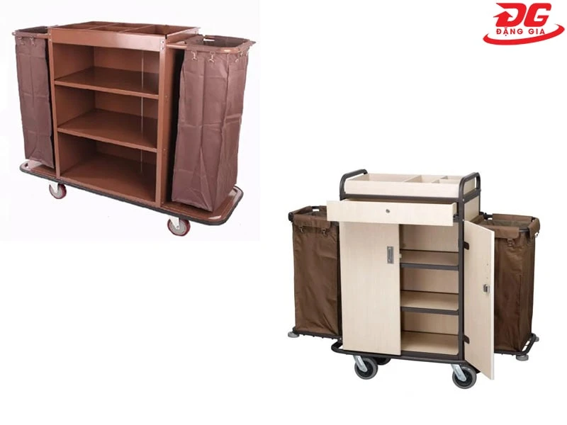 Xe đẩy làm phòng khách sạn không cửa và có cửa