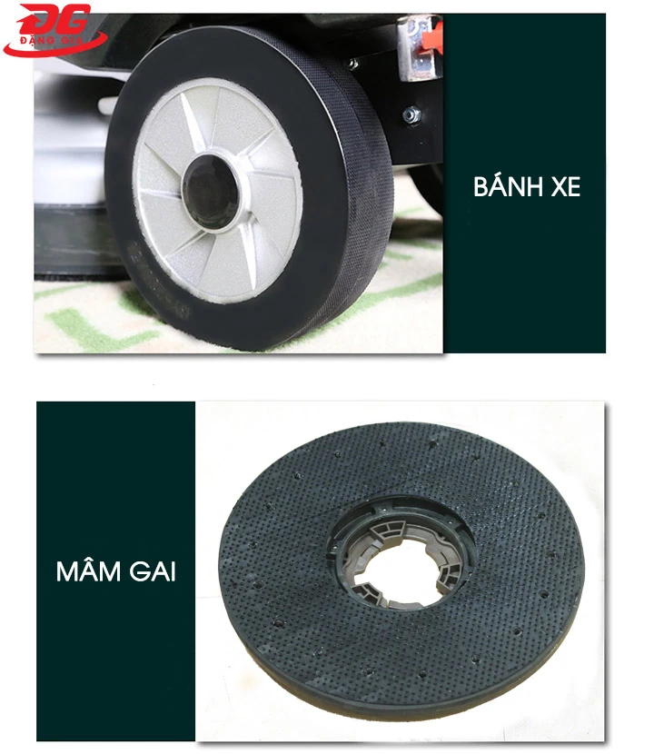 Bánh xe đa hướng cùng bàn chà giúp Kumisai KMS 40 làm việc hiệu quả