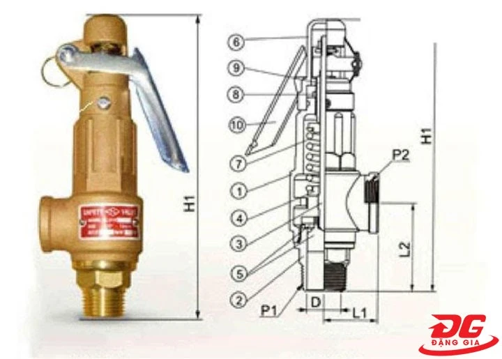 cấu tạo van an toàn máy nén khí