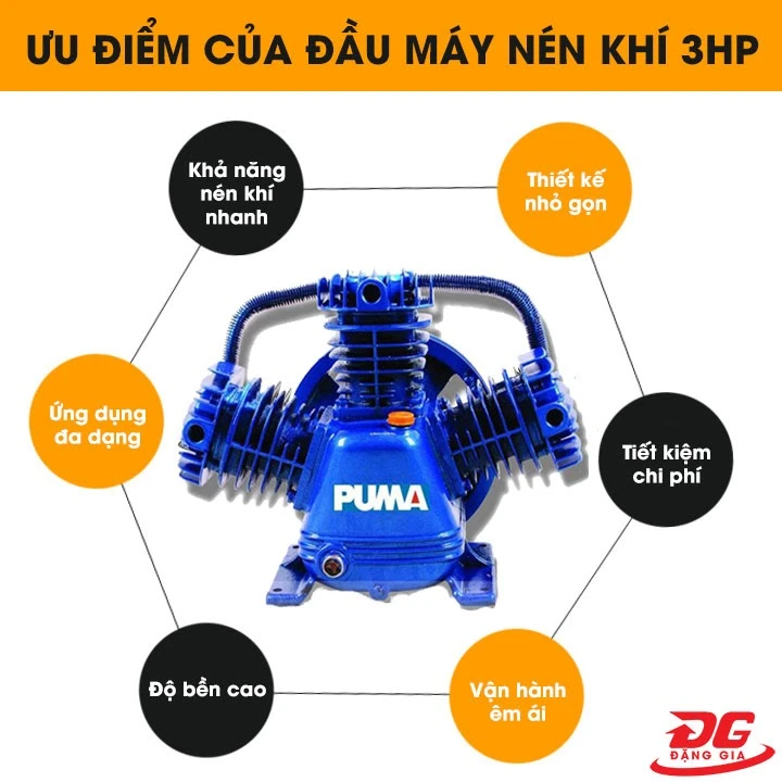 Ưu điểm của đầu nén khí 3hp Puma