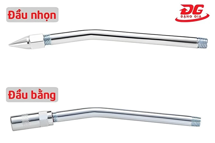 Vòi bơm mỡ cứng kèm vú bơm đầu bằng và đầu nhọn