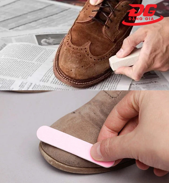 Tẩy và dũa là những vật dụng rất dễ mang theo bên mình khi muốn vệ sinh giày