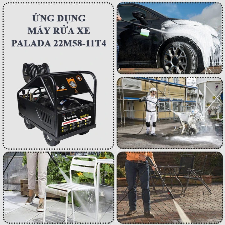 ứng dụng của máy xịt rửa xe Palada 22M58-11T4