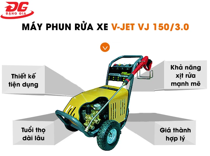ưu điểm của máy phun rửa xe cao áp vjet vj150