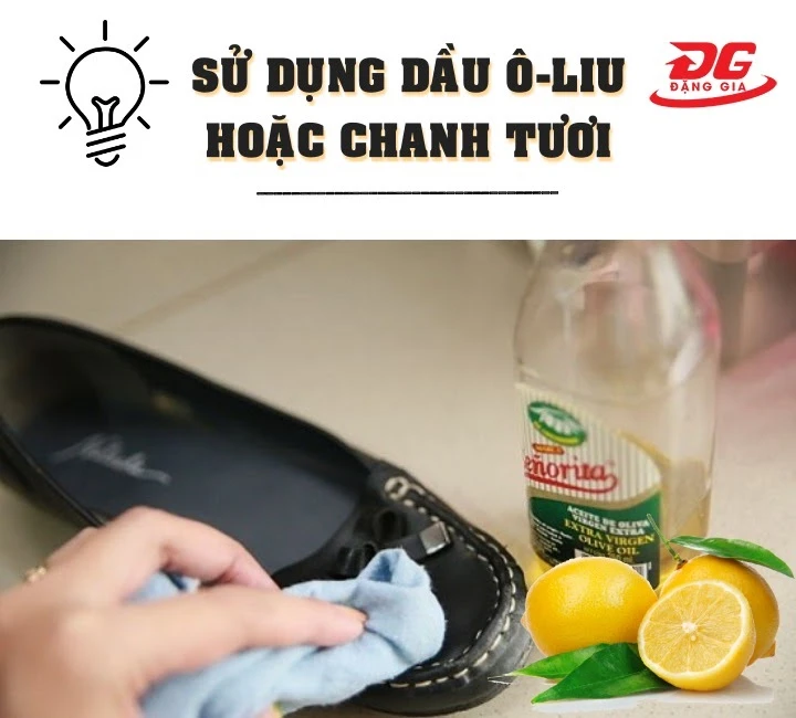 đánh giày bằng dầu ô liu và chanh