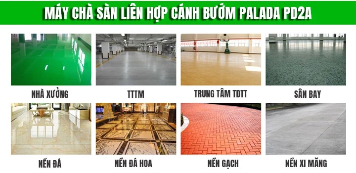 Ứng dụng của máy chà sàn liên hợp cánh bướm Palada PD2A