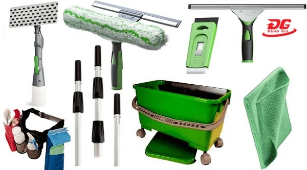Bộ dụng cụ lau kính nhà cao tầng đầy đủ