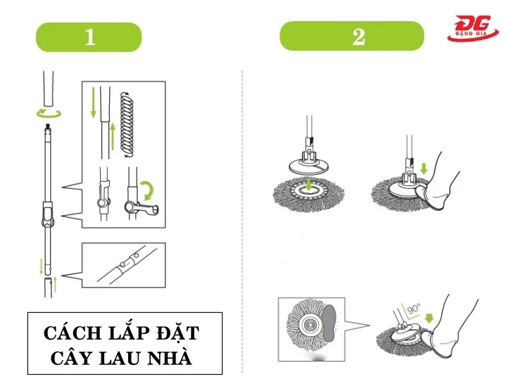cách lắp cây lau nhà lock and lock