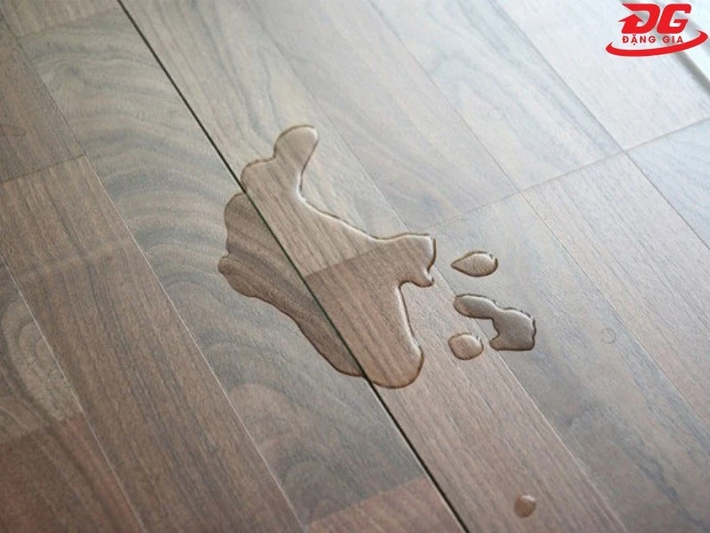 Không nên để nước đọng lại trên sàn gỗ có thể làm ảnh hưởng đến chất liệu sàn