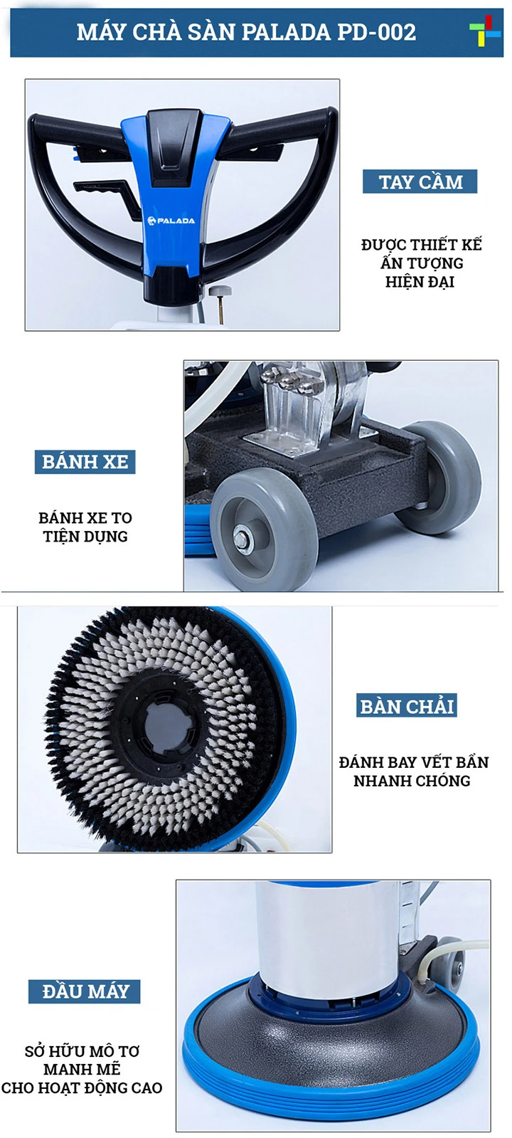 Cấu tạo cơ bản của model chà sàn Palada PD-002