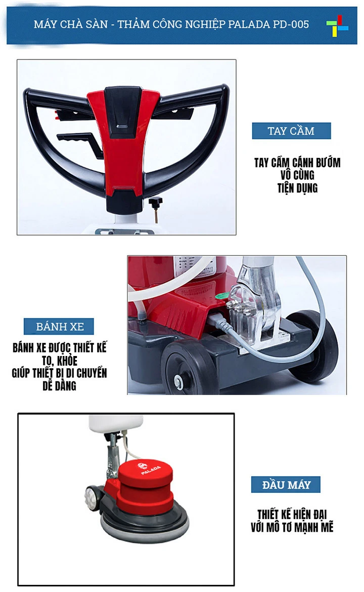 cấu tạo máy chà sàn - thảm công nghiệp Palada PD-005