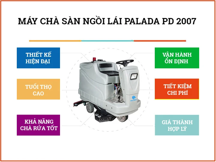 Ưu điểm máy chà sàn ngồi lái Palada PD 2007