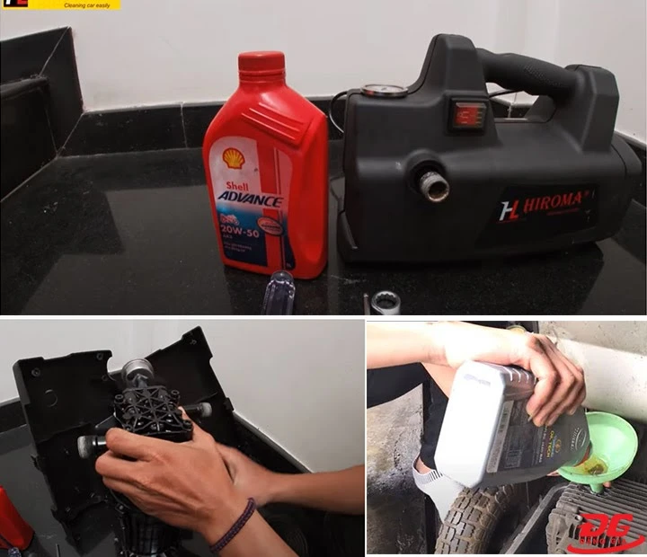 Cách thay dầu máy rửa xe Hiroma