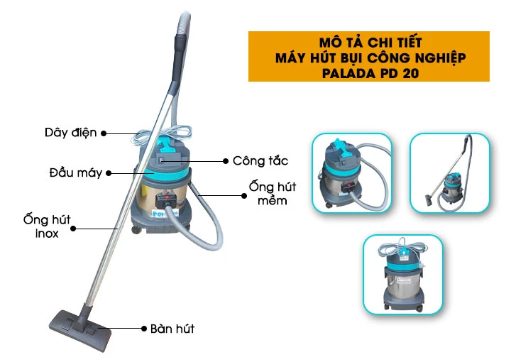 Máy hút bụi công nghiệp Palada PD 20 chính hãng