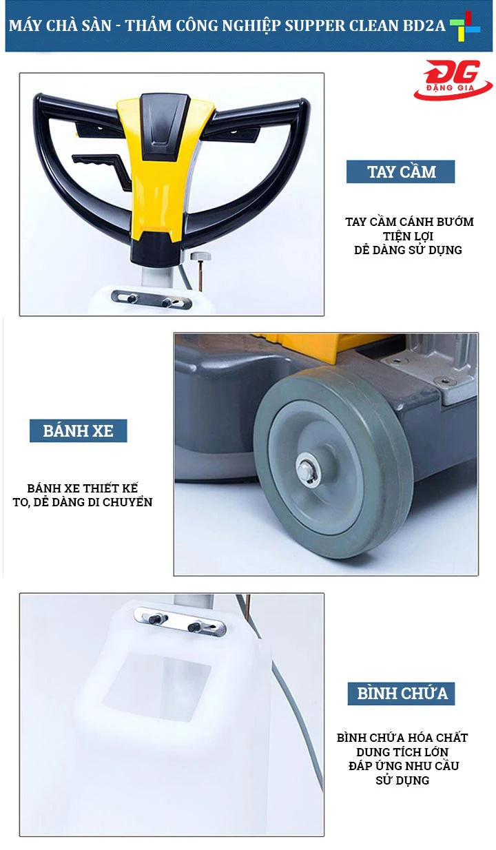 Đặc điểm cấu tạo máy chà sàn - thảm công nghiệp Supper Clean BD2A