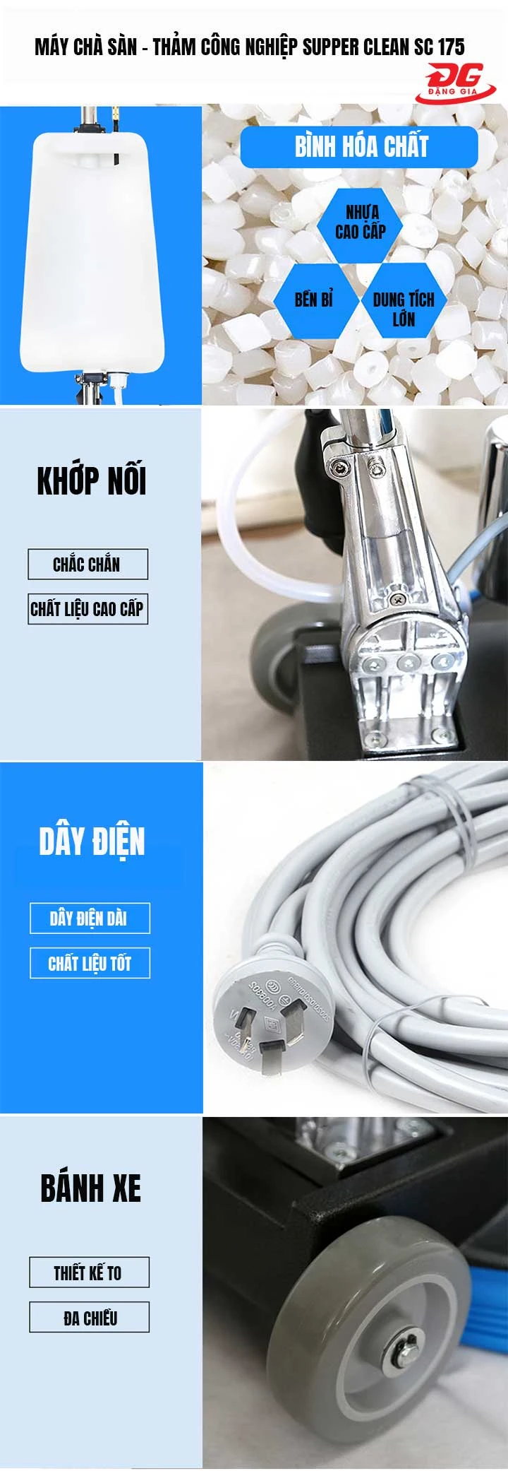 bộ phận cấu tạo Máy chà sàn Supper Clean SC 175