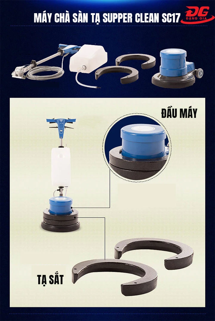 đặc điểm cấu tạo Máy chà sàn tạ Supper Clean SC17