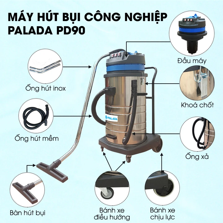 cấu tạo máy hút bụi công nghiệp Palada PD90