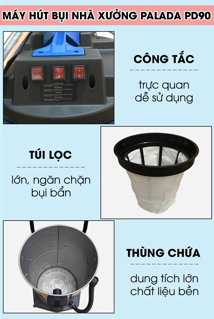 bộ phận máy hút bụi công nghiệp Palada PD90