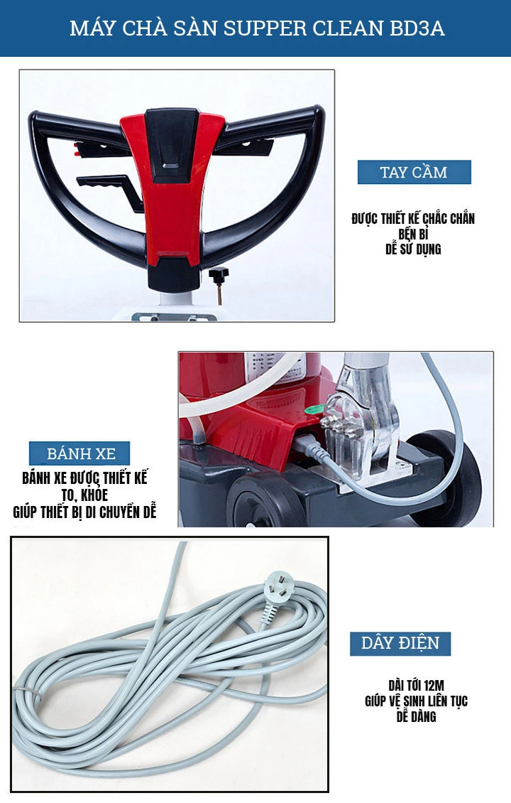 bộ phận cấu tạo máy chà sàn Supper Clean BD3A