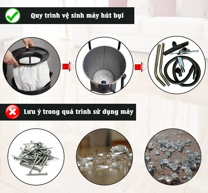 quy trình vệ sinh máy hút bụi công nghiệp Palada PD 60-3